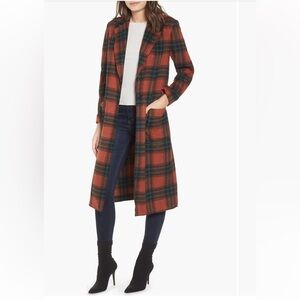 Leith Rust and Teal Checkered Coat